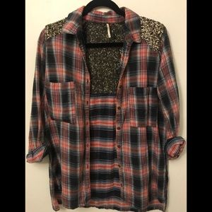 Free People sequin flannel